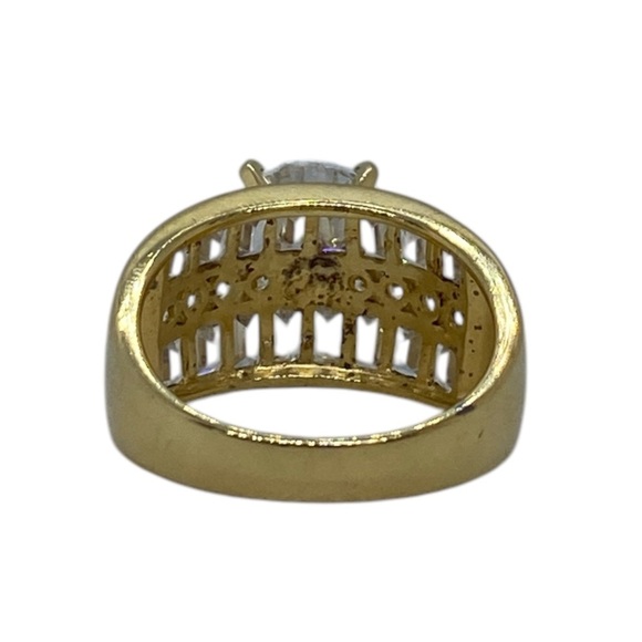 PAJ 925 Sterling Silver w. Gold Vermeil Round Baguette & Pave CZ Ring Size 9.5 - Picture 8 of 8